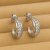 925 Silver CZ Huggie Earrings | Small Half Hoop Studs | Minimal Everyday Jewelry