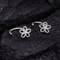 925 Silver Flower Ear Cuff | CZ Floral Stud | Minimal Silver Wrap | Dainty Jewelry