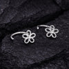 925 Silver Flower Ear Cuff | CZ Floral Stud | Minimal Silver Wrap | Dainty Jewelry