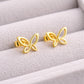 925 Silver Butterfly Stud Earrings, Minimal Leaf Studs, Dainty Tiny Studs,
