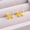 925 Silver Butterfly Stud Earrings, Minimal Leaf Studs, Dainty Tiny Studs,