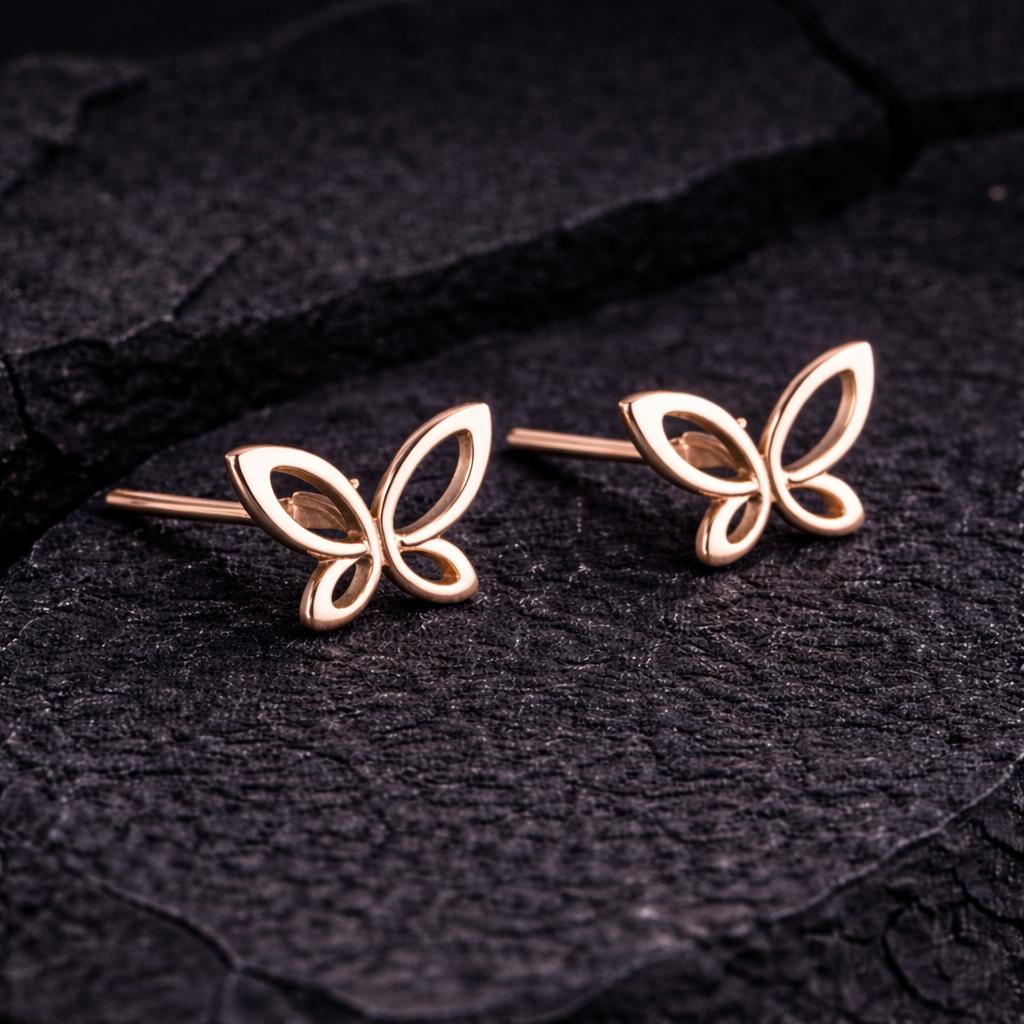 925 Silver Butterfly Stud Earrings, Minimal Leaf Studs, Dainty Tiny Studs,
