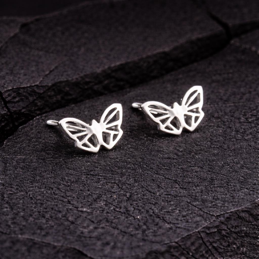 925 Silver Butterfly Stud, Minimal Butterfly Studs, Tiny Earrings,