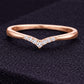925 Sterling Silver V Shape Ring CZ Diamond Chevron Wedding Band