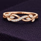 925 Sterling Silver Leaf Infinity Ring CZ Diamond Nature Band