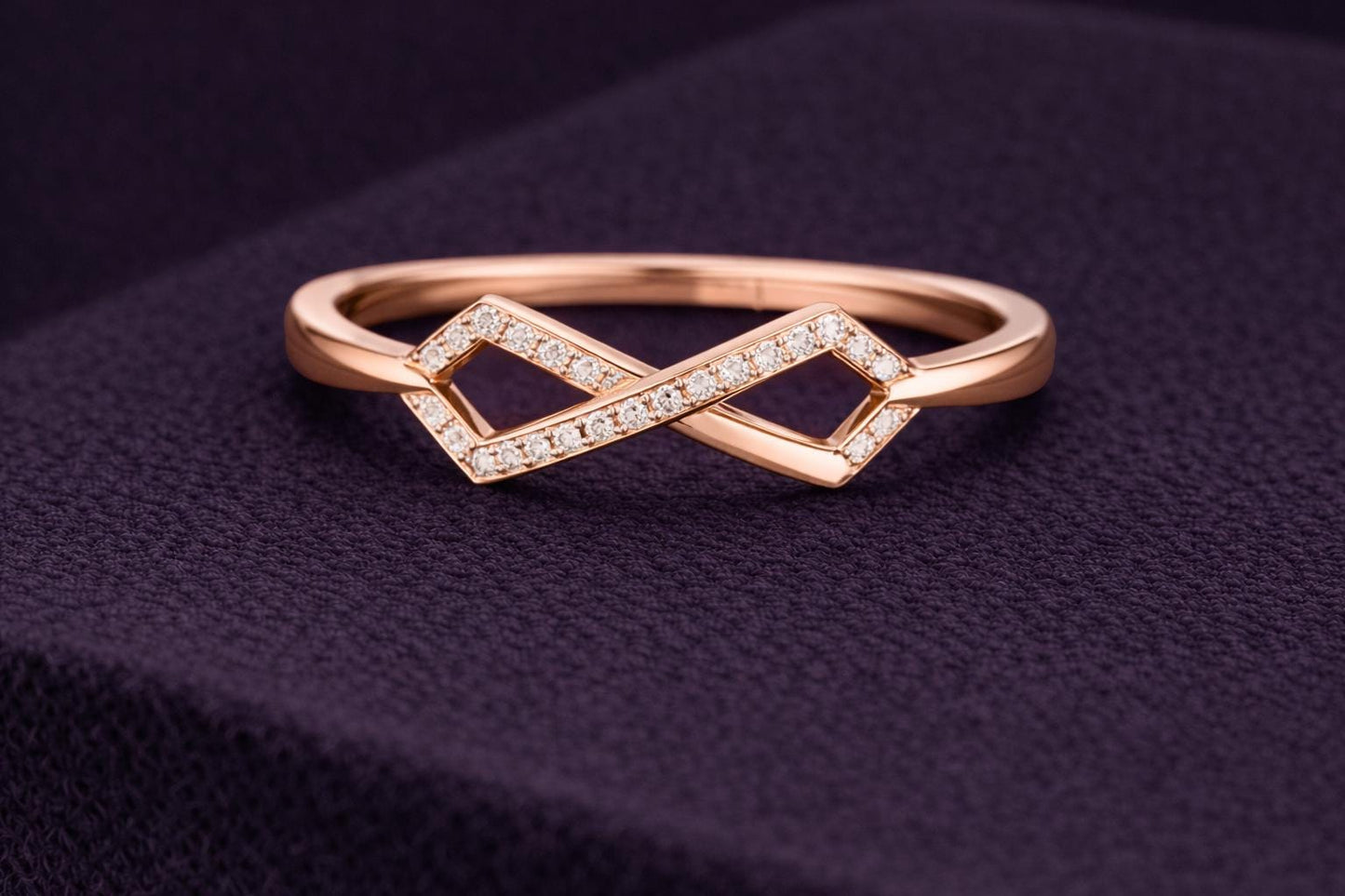 925 Sterling Silver Infinity Ring CZ Diamond Geometric Band