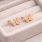 925 Sterling Silver Butterfly Stud Earrings CZ Diamond Nature Jewelry