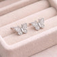 925 Sterling Silver Butterfly Stud Earrings CZ Diamond Nature Jewelry