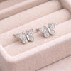 925 Sterling Silver Butterfly Stud Earrings CZ Diamond Nature Jewelry