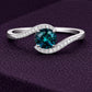 925 Sterling Silver London Blue Topaz Ring Curved Engagement Ring