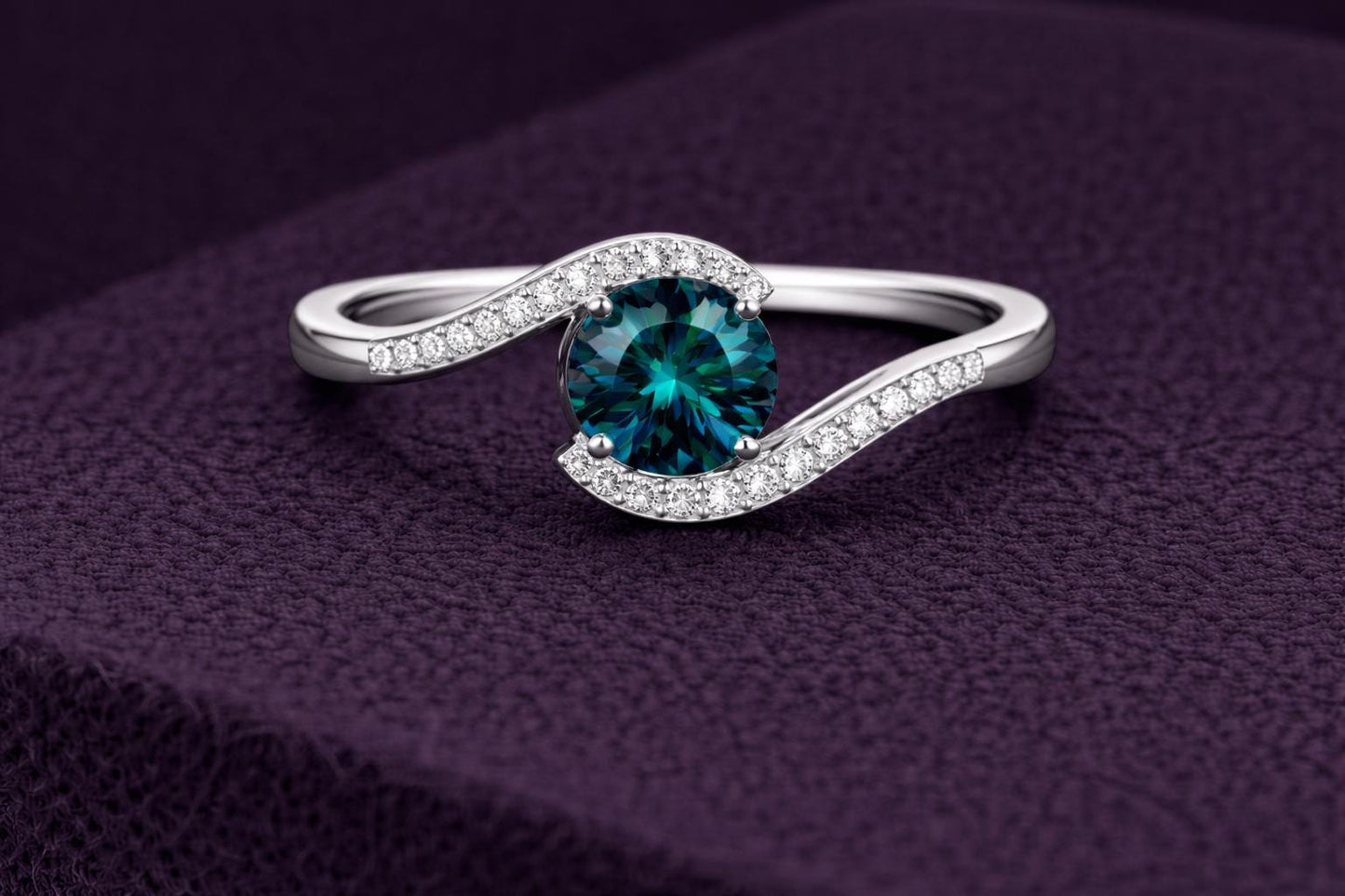 925 Sterling Silver London Blue Topaz Ring Curved Engagement Ring