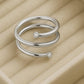 925 Silver Wrap Ring • Minimalist Double Coil Ring • Adjustable with CZ • Dainty Open Band