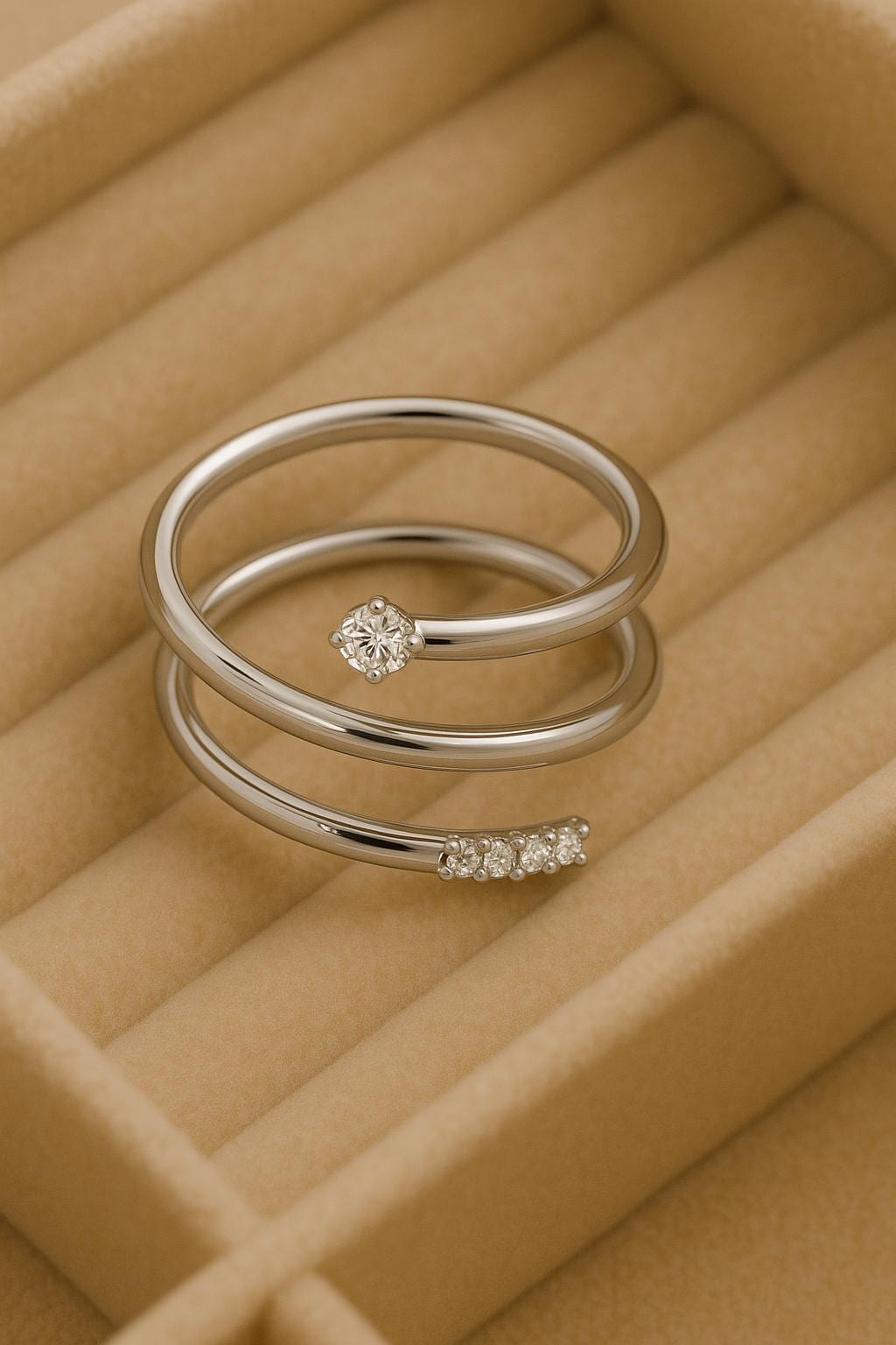 925 Silver Double Coil Ring • Minimalist Spiral Band • Dainty Open Ring for Women