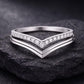 Double Chevron CZ 925 Silver | V Shape Stacking Ring | Wedding Band Set | Minimal Diamond Look