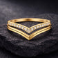 Double Chevron CZ 925 Silver | V Shape Stacking Ring | Wedding Band Set | Minimal Diamond Look