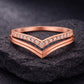 Double Chevron CZ 925 Silver | V Shape Stacking Ring | Wedding Band Set | Minimal Diamond Look