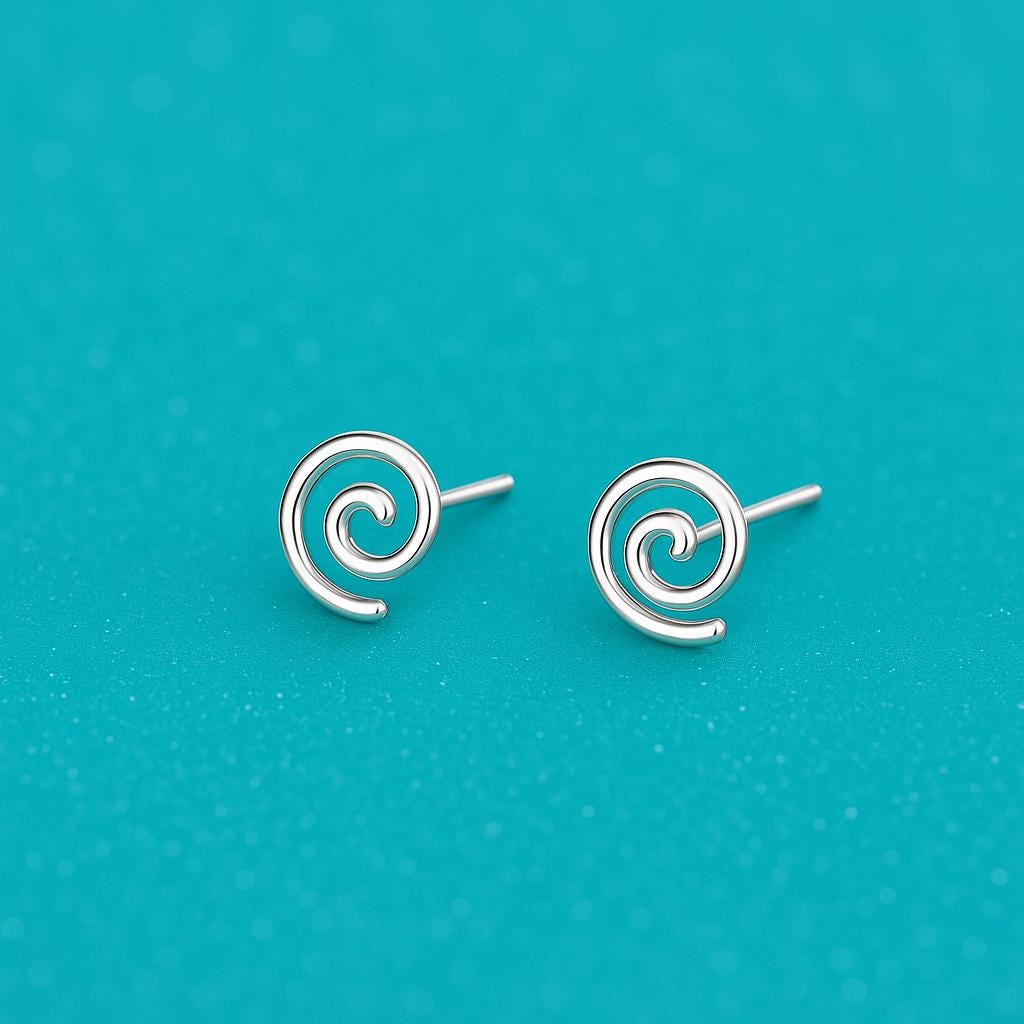 925 Silver Spiral Stud Earrings • Minimalist Swirl Earrings • Everyday Jewelry