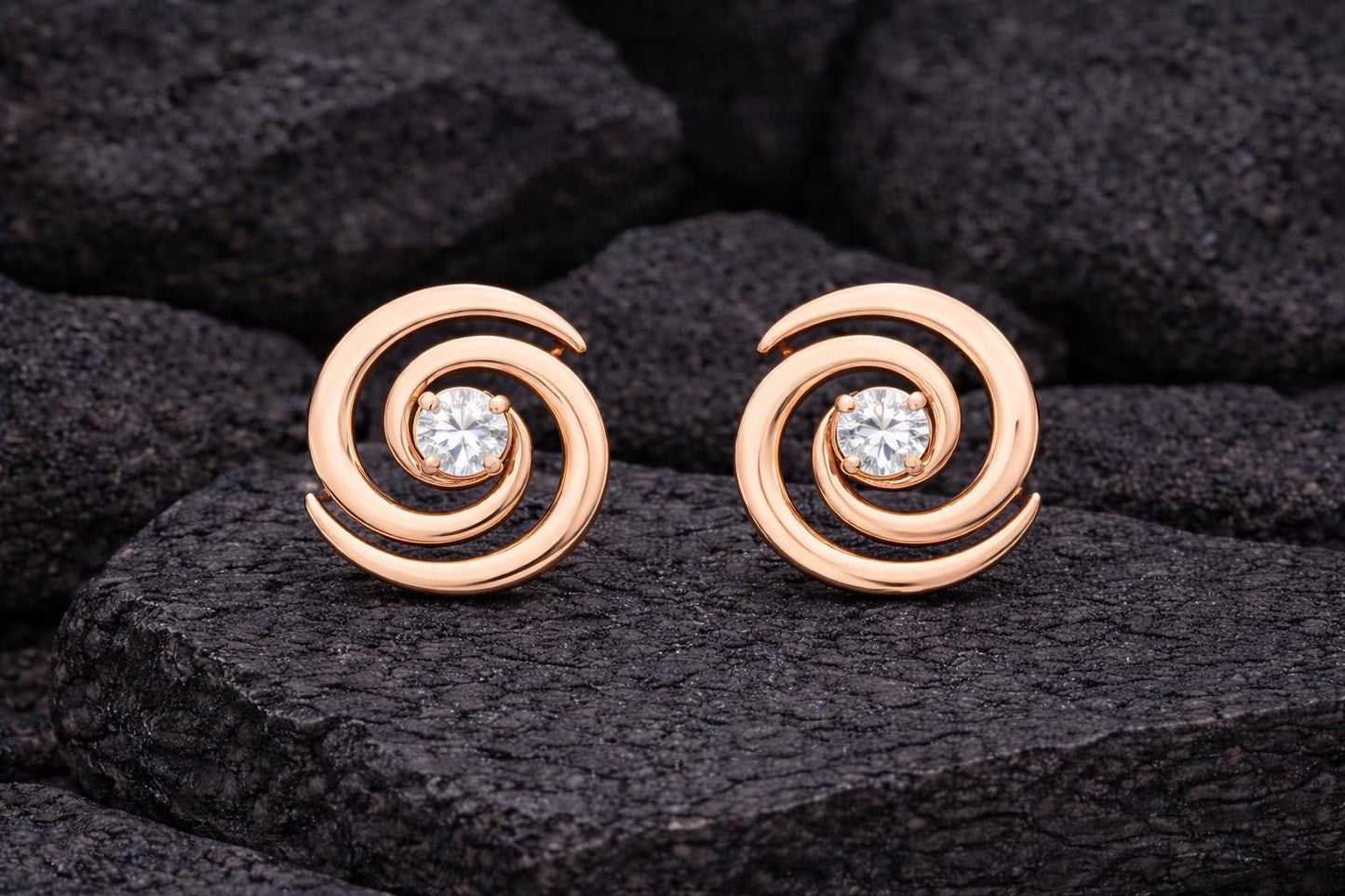 Spiral CZ Stud Earrings 925 Silver | Swirl Studs | Minimal Earrings | Dainty Diamond Look