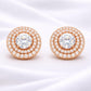 Halo Stud Earrings 925 Silver | Round Diamond Look Studs | Minimal  Earrings | Bridal CZ