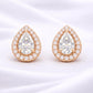 Pear CZ Stud 925 Silver | Teardrop Halo Studs | Bridal Earrings | Diamond Look Studs