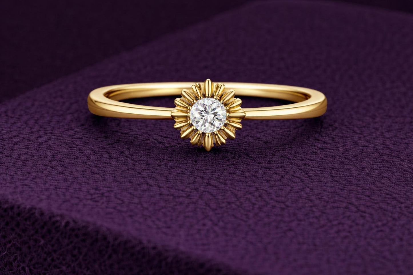 Floral CZ Ring 925 Silver | Sunburst Solitaire | Minimal Promise Ring | Dainty Diamond Look