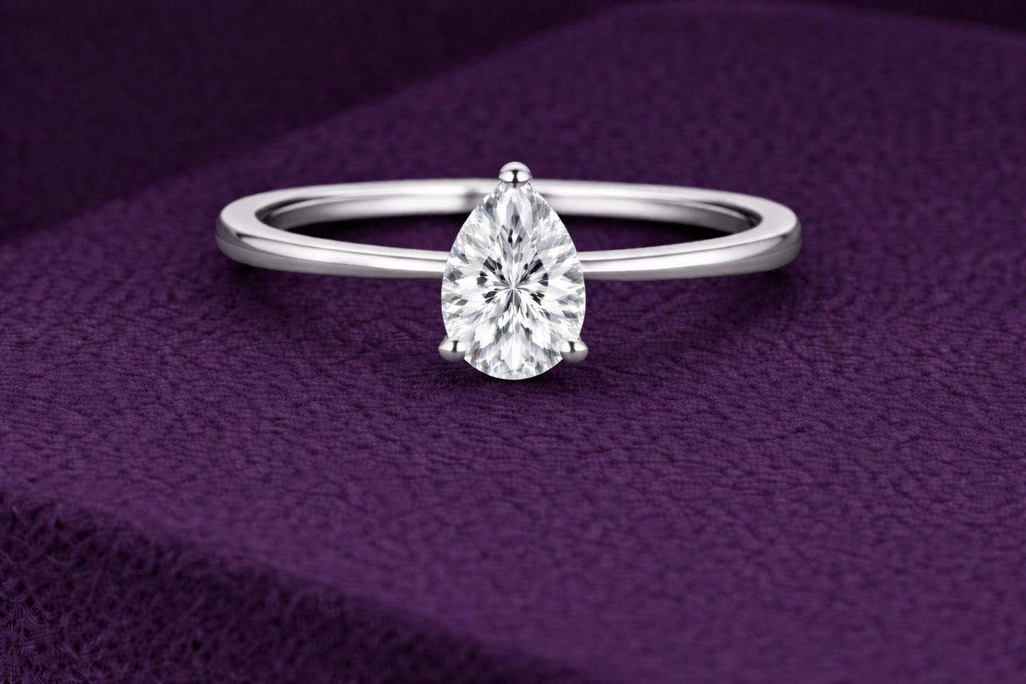 Pear CZ Ring 925 Silver | Teardrop Solitaire | Minimal Engagement Ring | Diamond Look