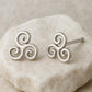 925 Silver Triskelion Stud Earrings • Triple Spiral Celtic Studs • Minimalist Earrings for Women