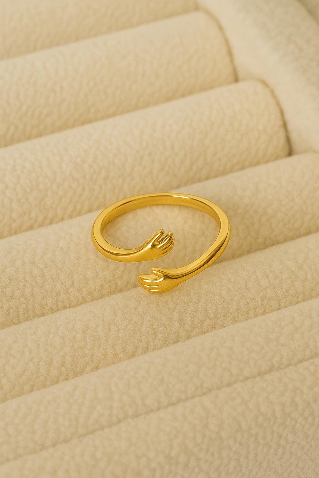 925 Silver Hug Ring • Adjustable Hands Ring • Minimalist Open Band  •  Gift for Women