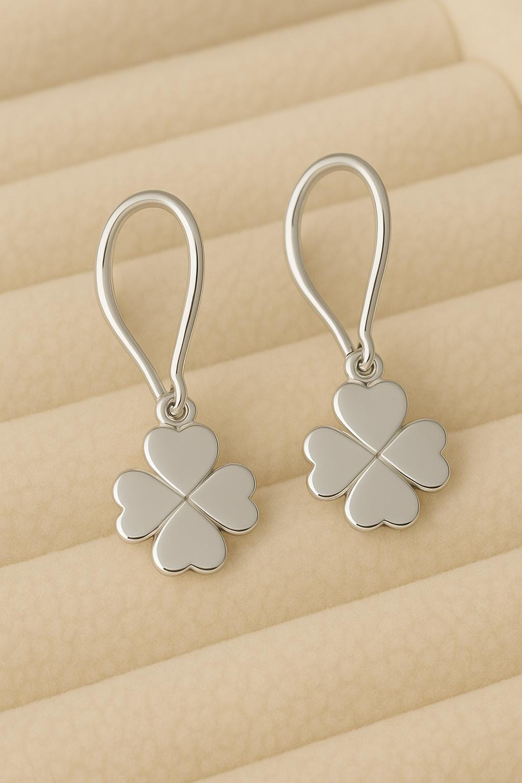 Clover Dangle Earrings • Four Leaf Lucky Drop Earrings • Minimalist Silver Jewelry for Women