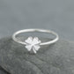 925 Silver Clover Ring • Four Leaf Lucky Ring • Minimalist Dainty Band for Women