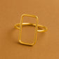 925 Silver Rectangle Ring • Minimalist Open Geometric Ring • Modern Band for Women