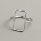 925 Silver Rectangle Ring • Minimalist Open Geometric Ring • Modern Band for Women