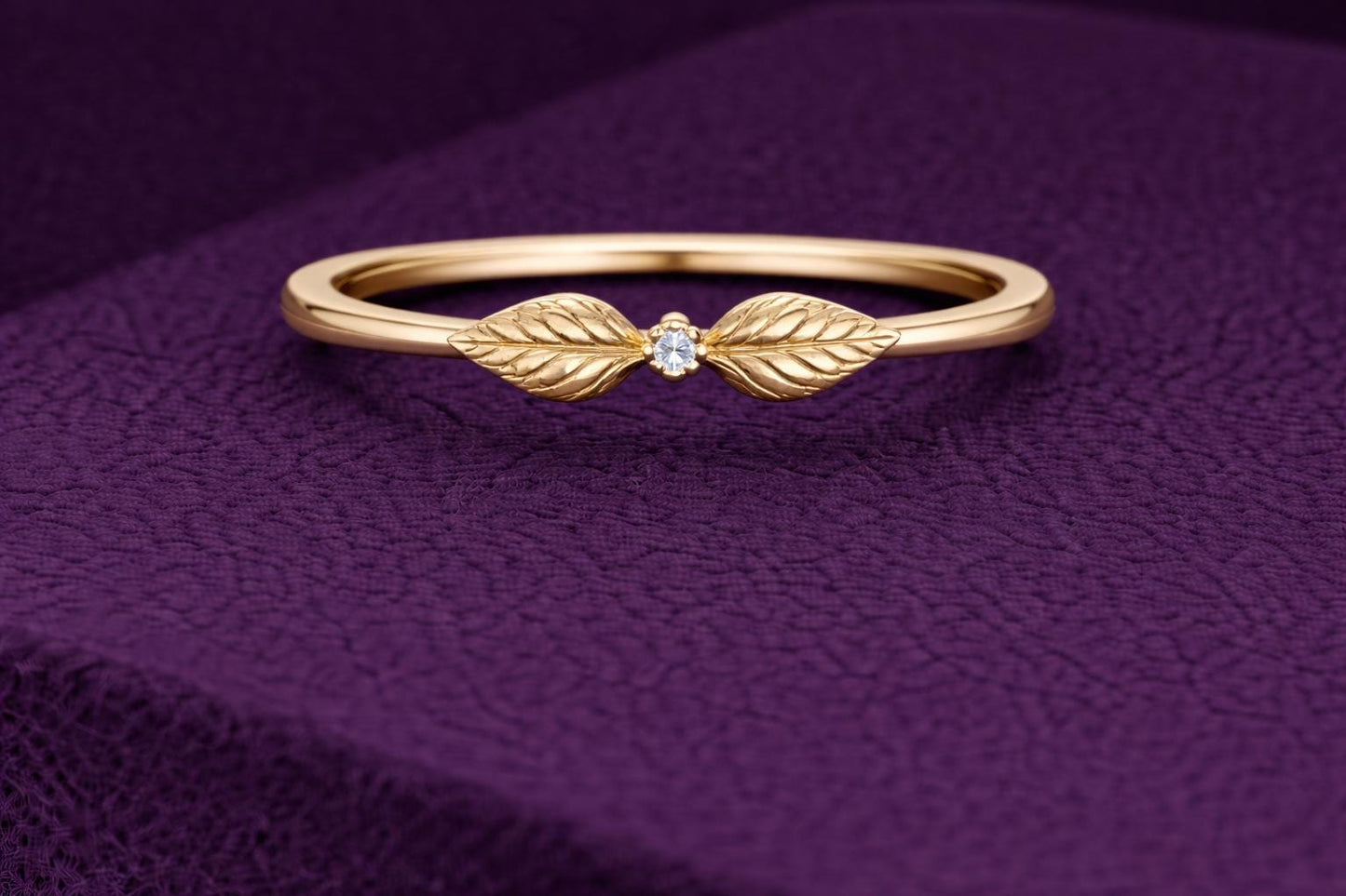 Leaf CZ Ring 925 Silver | Nature Inspired Ring | Minimal Stacking |