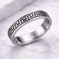Sterling Silver Greek Key Ring | Unisex Meander Band