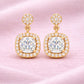 CZ Halo Drop Earrings 925 Silver | Cushion Cut Dangle | Bridal Earrings | Gift for Her
