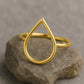 925 Silver Teardrop Ring • Open Drop Outline Ring • Minimalist Dainty Band for Women
