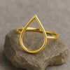 925 Silver Teardrop Ring • Open Drop Outline Ring • Minimalist Dainty Band for Women