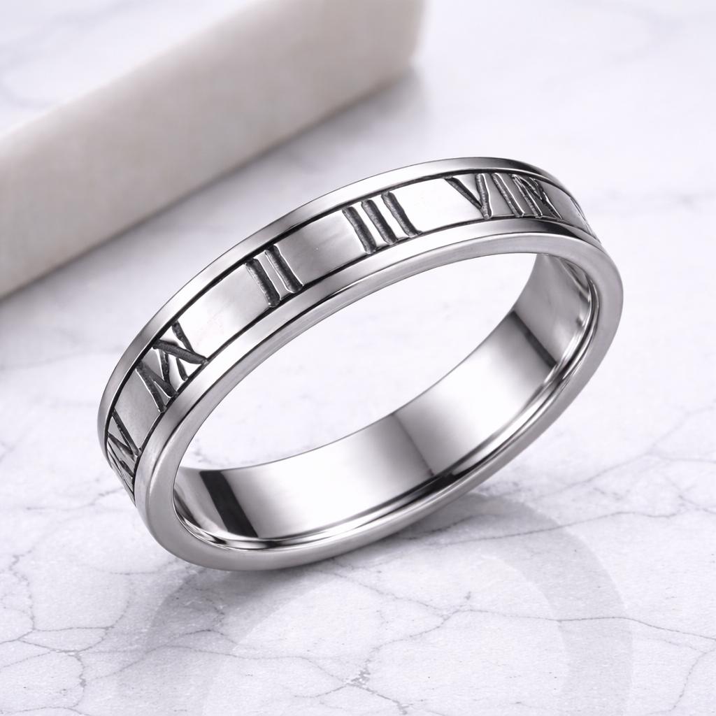 Roman Numeral Ring 925 Silver | Minimal Unisex Band  | Anniversary Gift | Promise Ring