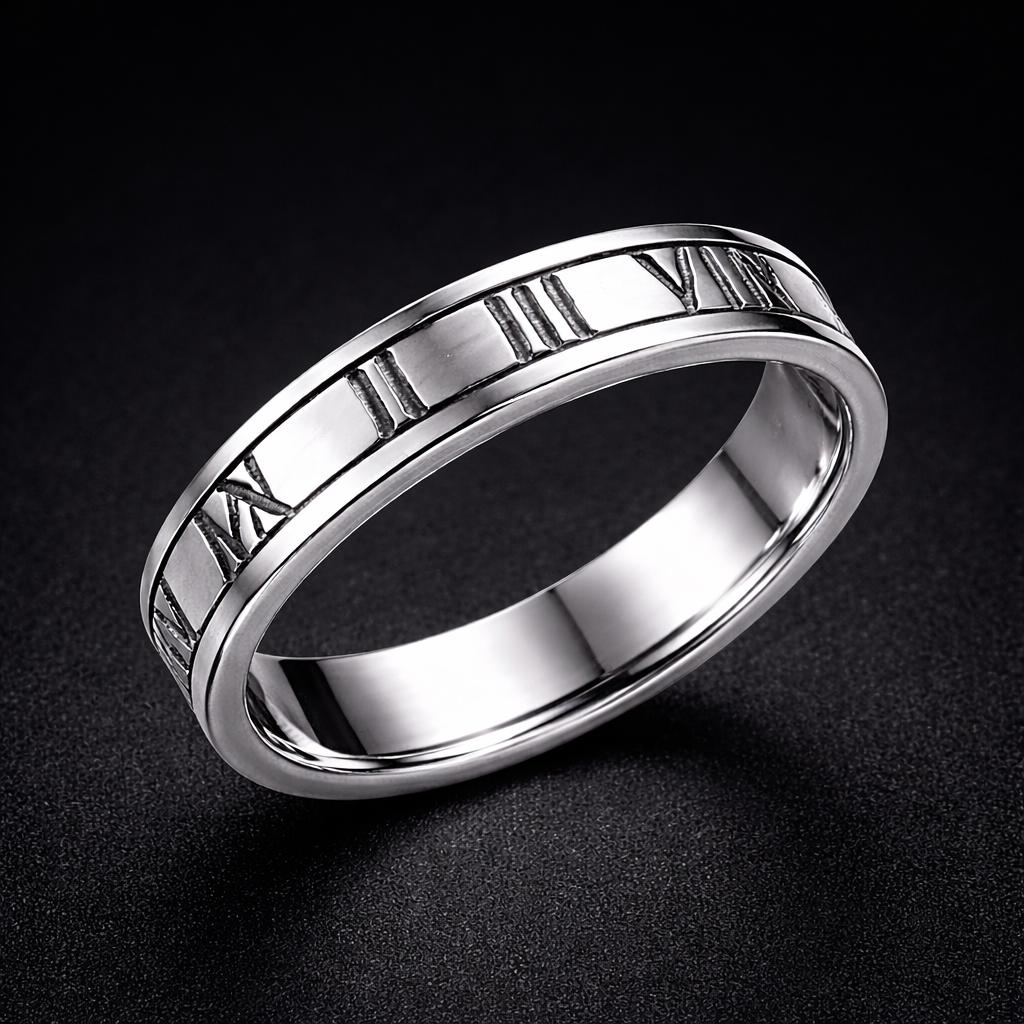 Roman Numeral Ring 925 Silver | Minimal Unisex Band  | Anniversary Gift | Promise Ring