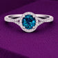 London Blue Topaz Ring 925 Silver | Halo Engagement Ring | Anniversary Gift for Her