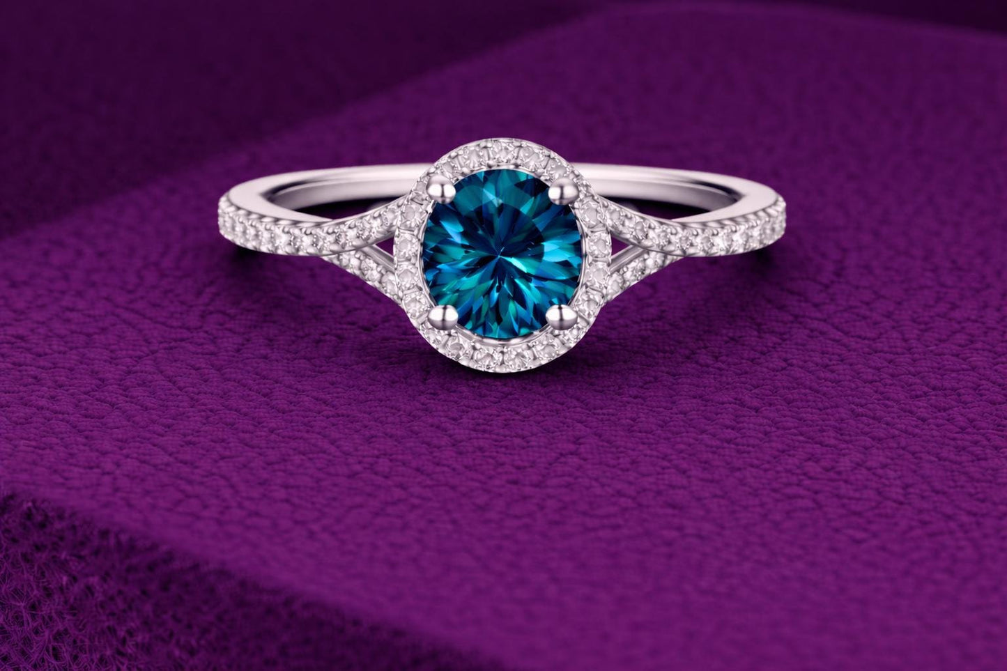London Blue Topaz Ring 925 Silver | Halo Engagement Ring | Anniversary Gift for Her