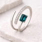 Emerald Cut London Blue Topaz Ring | Sterling Silver Open Bypass Design