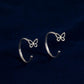 925 Silver Butterfly Ear Cuff | Minimal Open Hoop Earrings | Butterfly Jewelry | Gift for Her