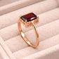 925 Silver Red Garnet Ring | Emerald Cut Statement | Dainty Gemstone Jewelry | Gift for Her