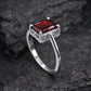 925 Silver Red Garnet Ring | Emerald Cut Statement | Dainty Gemstone Jewelry | Gift for Her