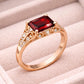 925 Silver Red Garnet | Emerald Cut | Filigree Ring | Dainty Statement Ring | Gift for Her