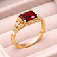 925 Silver Red Garnet | Emerald Cut | Filigree Ring | Dainty Statement Ring | Gift for Her