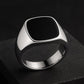 925 Silver Black Onyx Signet Ring | Minimal Mens Ring | Cushion shape design