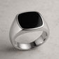 925 Silver Black Onyx Signet Ring | Minimal Mens Ring | Cushion shape design