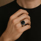 925 Silver Black Onyx Signet Ring | Minimal Mens Ring | Cushion shape design